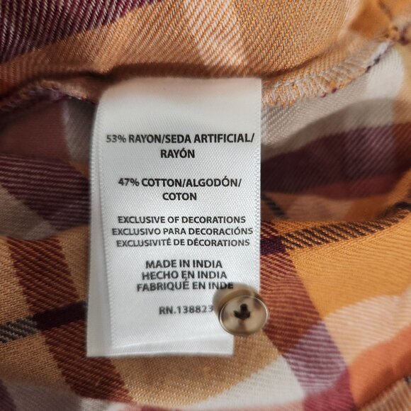 Shyanne Womens Plaid Button-Down Shirt Orange Red Large - Picture 10 of 14